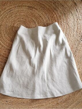 Talbots Womens Boho Beachy Oatmeal Color A-line Shimmer Linen Skirt. Size 10
